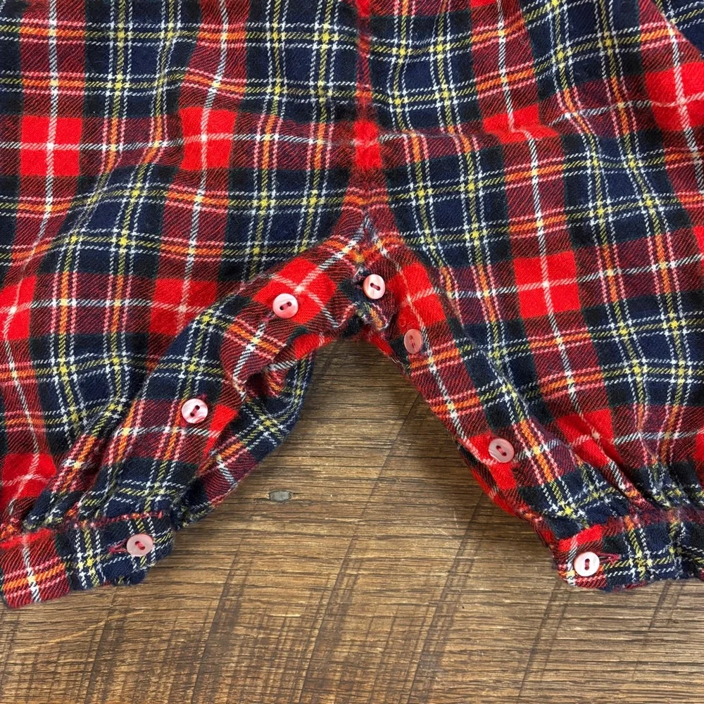 Vintage Pappa & Ciccia Romper 100%‎ Wool Plaid Buttons Size 6 months